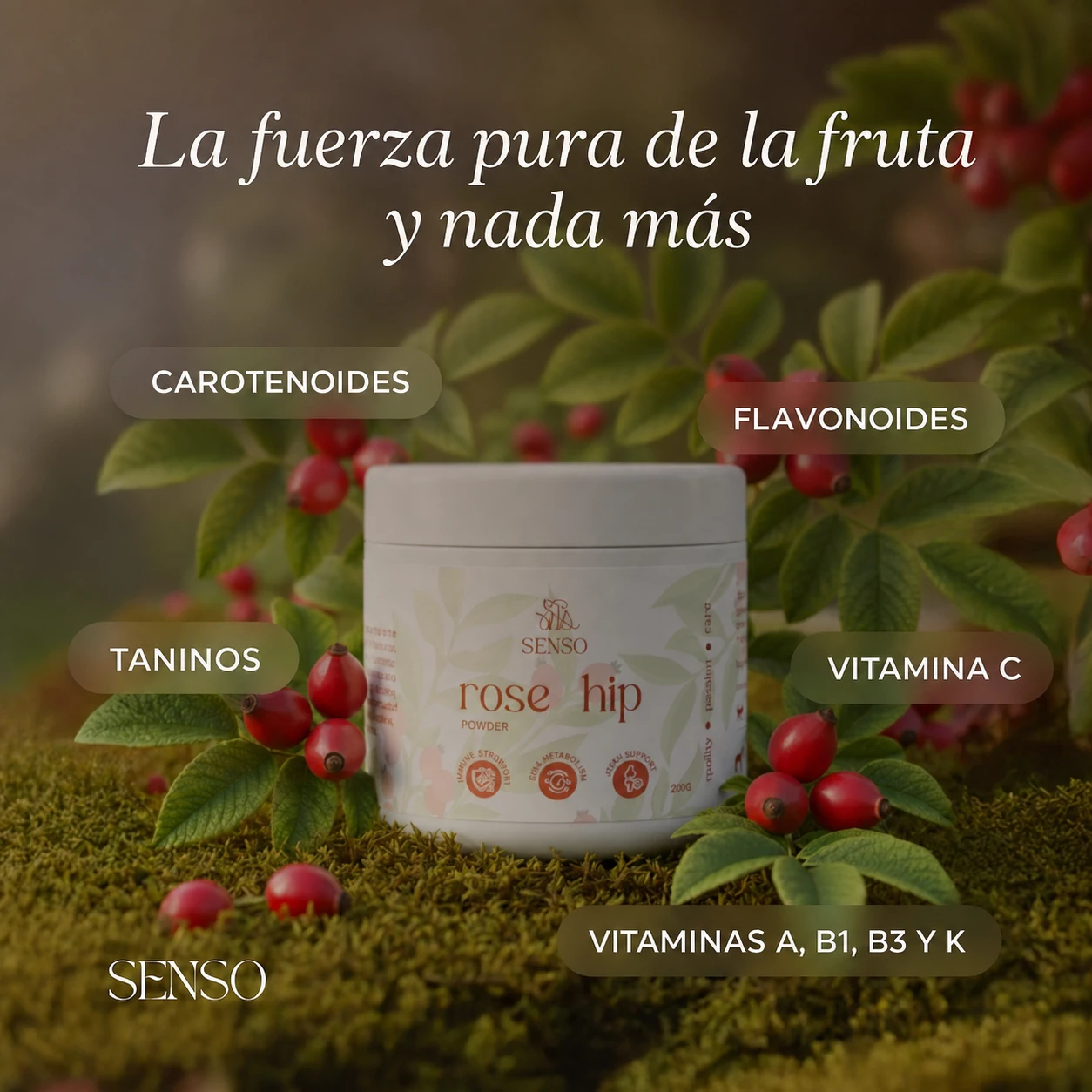 Infografía de ingredientes de Escaramujo